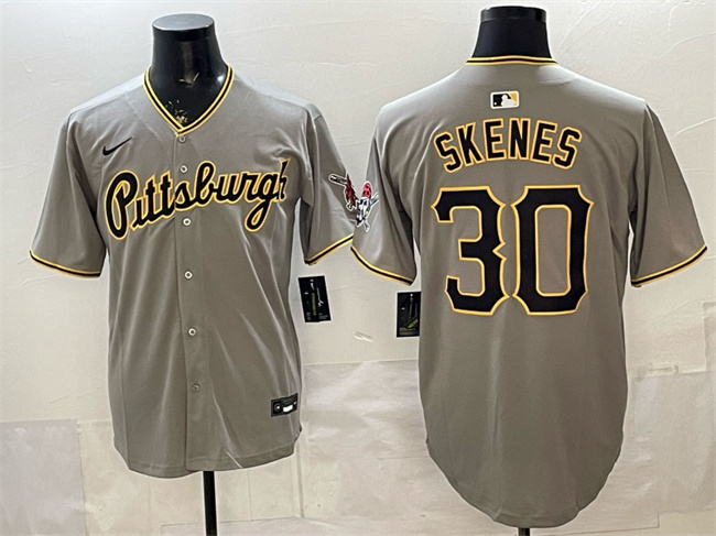 Men's Pittsburgh Pirates #30 Paul Skenes Gray Limited Stitched Baseball Jersey Men's Pittsburgh Pirates #30 Paul Skenes Gray Limited Stitched Baseball Jersey